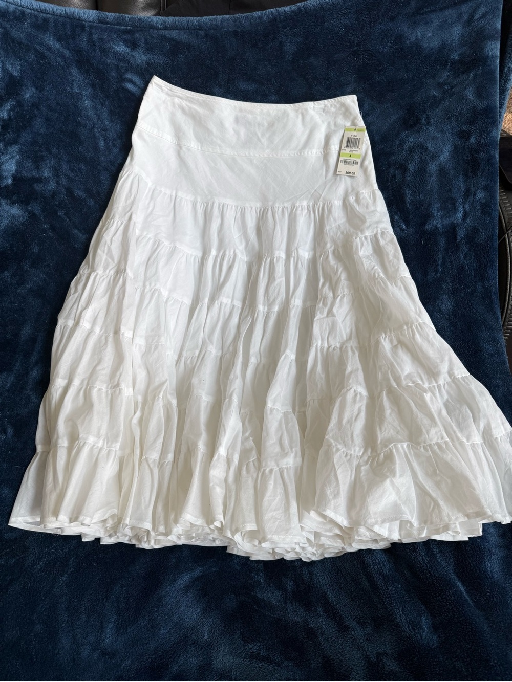 INC International Concepts White Tiered A-Line Maxi Skirt